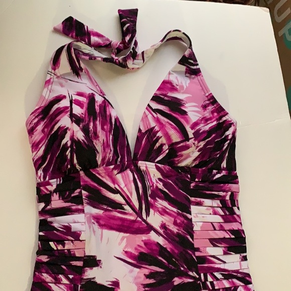 Calvin Klein Women's Side-Pleated Halter One-Piece - Picture 4 of 13